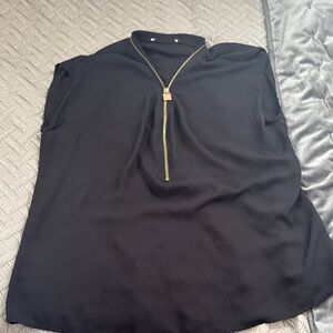 Michael Kors Black Sleeveless Tank Top with Gold Zip